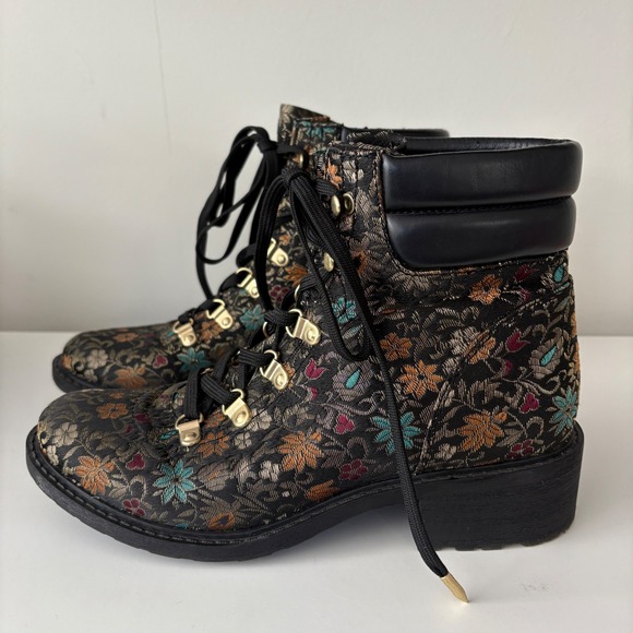 Sam Edelman Shoes - Sam Edelman Darrah‎ Floral Jacquard Lace Up Ankle Boots Size 7.5M